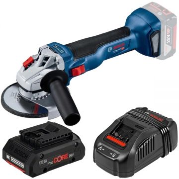 Bosch  GWS 18V-10 + ProCORE + GAL 1880 CV - Polizor unghiular 115 mm + Set acumulator si incarcator Li-Ion 18 V 4 Ah