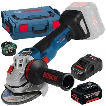 Bosch  GWS 18V-10 SC + GBA  + GAL 1880 CV - Polizor unghiular 150 mm valiza speciala accesorii + Set acumulator si incarcator Li-Ion 18 V 5 Ah