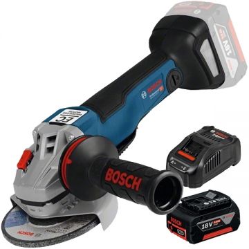 Bosch  GWS 18V-15 C BITURBO + GBA + GAL 1880 CV - Polizor unghiular 125 mm valiza speciala + Set acumulator si incarcator Li-Ion 18 V 5 Ah