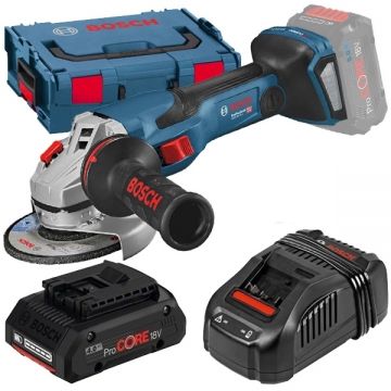Bosch  GWS 18V-15 SC BITURBO + ProCORE + GAL 1880 CV - Polizor unghiular 125 mm valiza speciala + Set 1 acumulator si incarcator Li-Ion 18 V 4 Ah
