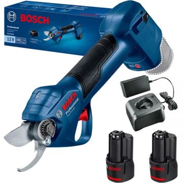 Bosch  Pro Pruner - Foarfeca de gradina pentru crengi cu 2 acumulatori Li-Ion 12 V 3 Ah 25 mm motor fara perii