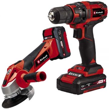 Einhell  TC-TK 18 Li Kit PXC - Masina de gaurit si insurubat 35 Nm + Polizor unghiular 115 mm 2 acumulatori Li-Ion 18 V 1.5/3 Ah