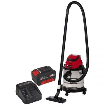 Einhell  TC-VC 18/20 Li S PXC + Starter Kit - Aspirator 80 mbar + Set 1 acumulator si incarcator Li-Ion 18 V 4 Ah