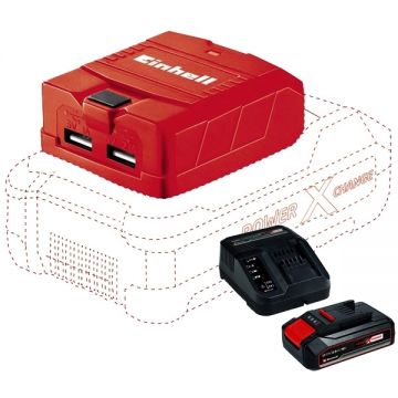 Einhell  TE-CP 18 Li USB PXC + Starter Kit - Adaptor USB + Set 1 acumulator si incarcator Li-Ion 18 V 2.5 Ah