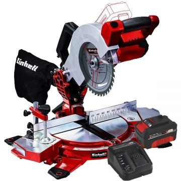 Einhell  TE-MS 18/210 Li PXC+ Starter Kit - Fierastrau circular stationar 210x30 mm + Set 1 acumulator si incarcator Li-Ion 18 V 4 Ah
