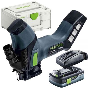 Festool  ISC 240 EB - Fierastrau pentru materiale izolatoare valiza speciala +  Acumulator Li-Ion 18 V 4 Ah + Incarcator