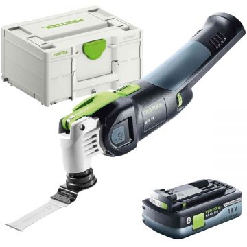 Festool  OSC 18 E-Basic + BP 18 Li 4.0 HPC-ASI - Multicutter valiza speciala + Acumulator Li-Ion 18 V 4 Ah