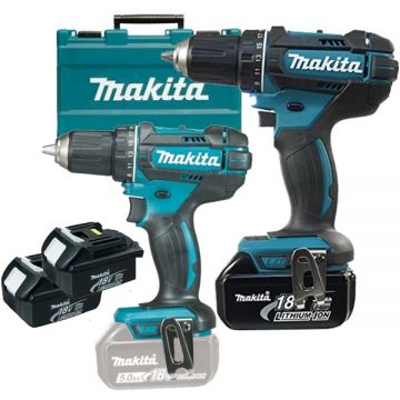 Makita  DDF482RFE3 + DDF482Z - Masina de gaurit si insurubat cu 3 acumulatori Li-Ion 18 V 3 Ah 62 Nm valiza plastic + Masina de gaurit si insurubat 62 Nm