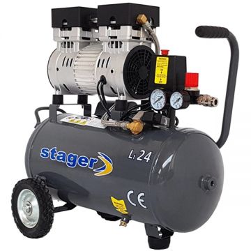 Stager  HM0.75JW/24 - Compresor fara ulei 750 W 24 l 165 l/min 8 bar