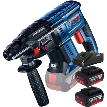 Bosch  GBH 180-LI + 1600A019S0 - Rotopercutor SDS-Plus 2 J + Set 2 acumulatori si incarcator Li-Ion 18 V 4 Ah
