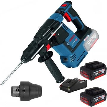 Bosch  GBH 18V-26 F + 1600A019S0 - Rotopercutor SDS-Plus 2.6 J mandrina interschimbabila + Set 2 acumulatori si incarcator Li-Ion 18 V 4 Ah