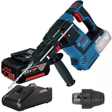 Bosch  GBH 18V-26 F + GBA + GAL 18V-40 - Rotopercutor SDS-Plus 2.6 J mandrina interschimbabila + Set 1 acumulator si incarcator Li-Ion 18 V 5 Ah