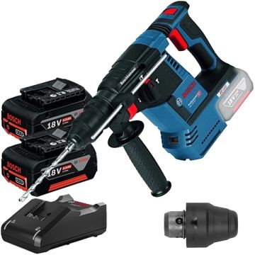 Bosch  GBH 18V-26 F + GBA + GAL 18V-40 - Rotopercutor SDS-Plus 2.6 J mandrina interschimbabila + Set 2 acumulatori si incarcator Li-Ion 18 V 5 Ah