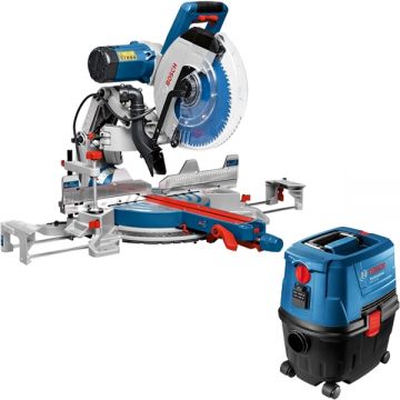 Bosch  GCM 12 GDL + GAS 15 PS - Fierastrau circular stationar 2000 W 305x30 mm + Aspirator umed-uscat 1100 W 270 mbar 15 l priza scule electrice