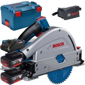 Bosch  GKT 18V-52 GC BITURBO + 1600A019S0 - Fierastrau circular 140x20 mm valiza speciala + Set 2 acumulatori si incarcator Li-Ion 18 V 4 Ah