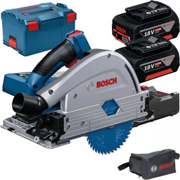 Bosch  GKT 18V-52 GC BITURBO + GBA + GAL 18V-40 - Fierastrau circular 140x20 mm valiza speciala + Set 2 acumulatori si incarcator Li-Ion 18 V 5 Ah