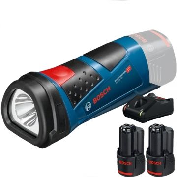 Bosch  GLI PocketLED + 1600A019R8 - Lampa + Set 2 acumulatori si incarcator Li-Ion 12 V 2 Ah