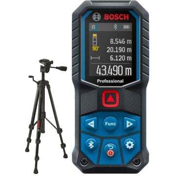 Bosch  GLM 50-27 C + BT 150 - Telemetru laser 50 m 30 valori memorate + Trepied 550-1570 mm 1/4 inch