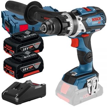 Bosch  GSB 18V-110 C + GBA + GAL 18V-40 - Masina de gaurit si insurubat cu percutie 110 Nm valiza speciala + Set 2 acumulatori si incarcator Li-Ion 18 V 5 Ah