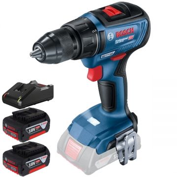 Bosch  GSR 18V-50 + 1600A019S0 - Masina de gaurit si insurubat 50 Nm + Set 2 acumulatori si incarcator Li-Ion 18 V 4 Ah