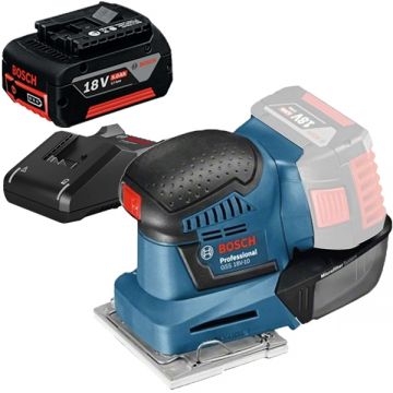 Bosch  GSS 18V-10 + GBA + GAL 18V-40 - Slefuitor cu vibratii 101x113 mm + Set 1 acumulator si incarcator Li-Ion 18 V 5 Ah