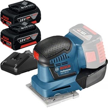 Bosch  GSS 18V-10 + GBA + GAL 18V-40 - Slefuitor cu vibratii 101x113 mm + Set 2 acumulatori si incarcator Li-Ion 18 V 5 Ah