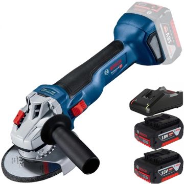 Bosch  GWS 18V-10 + 1600A019S0 - Polizor unghiular 115 mm + Set 2 acumulatori si incarcator Li-Ion 18 V 4 Ah