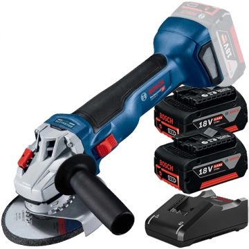 Bosch  GWS 18V-10 + GBA + GAL 18V-40 - Polizor unghiular 125 mm + Set 2 acumulatori si incarcator Li-Ion 18 V 5 Ah