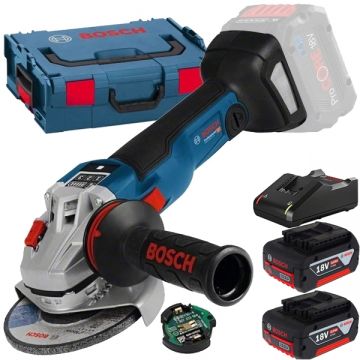 Bosch  GWS 18V-10 SC + 1600A019S0 - Polizor unghiular 150 mm valiza speciala accesorii + Set 2 acumulatori si incarcator Li-Ion 18 V 4 Ah