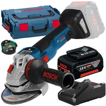 Bosch  GWS 18V-10 SC + GBA + GAL 18V-40 - Polizor unghiular 150 mm valiza speciala accesorii + Set 1 acumulator si incarcator Li-Ion 18 V 5 Ah