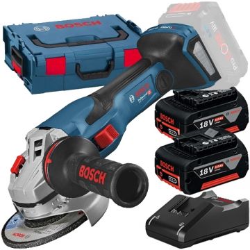 Bosch  GWS 18V-15 C BITURBO + GBA + GAL 18V-40 - Polizor unghiular 125 mm valiza speciala + Set 2 acumulatori si incarcator Li-Ion 18 V 5 Ah