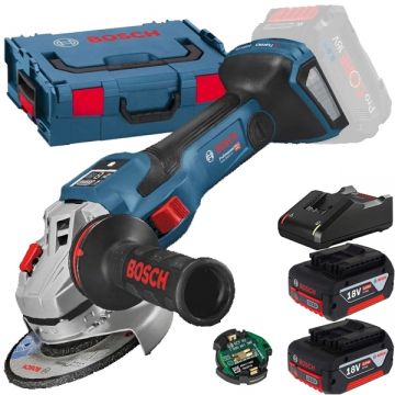 Bosch  GWS 18V-15 SC BITURBO + 1600A019S0 - Polizor unghiular 125 mm + Set 2 acumulatori si incarcator Li-Ion 18 V 4 Ah