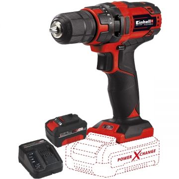 Einhell  TC-CD 18/35 Li PXC + Starter Kit - Masina de gaurit si insurubat 35 Nm + Set 1 acumulator si incarcator Li-Ion 18 V 4 Ah