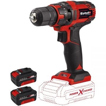 Einhell  TC-CD 18/35 Li PXC + Twinpack- Masina de gaurit si insurubat 35 Nm + Set 2 acumulatori Li-Ion 18 V 4 Ah