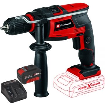 Einhell  TC-ID 18 Li PXC + Starter Kit - Masina de gaurit si insurubat cu percutie + Set 1 acumulator si incarcator Li-Ion 18 V 4 Ah