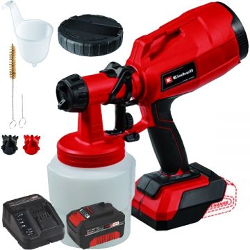 Einhell  TC-SY 18/60 Li PXC + Starter Kit - Pistol de vopsit 0.8 l 600 g/min + Set 1 acumulator si incarcator Li-Ion 18 V 4 Ah