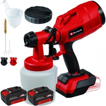 Einhell  TC-SY 18/60 Li PXC + Twinpack - Pistol de vopsit 0.8 l 600 g/min + Set 2 acumulatori Li-Ion 18 V 4 Ah