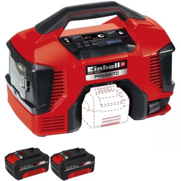 Einhell  TE-AC 18/11 LiAC PRESSITO PXC + Twinpack - Compresor hibrid 11 bar + Set 2 acumulatori Li-Ion 18 V 4 Ah