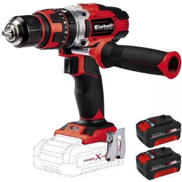 Einhell  TE-CD 18/48 Li-i PXC + Twinpack - Masina de gaurit si insurubat cu percutie 48 Nm + Set 2 acumulatori Li-Ion 18 V 4 Ah