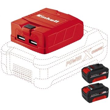 Einhell  TE-CP 18 Li USB PXC + Twinpack - Adaptor USB + Set 2 acumulatori Li-Ion 18 V 4 Ah