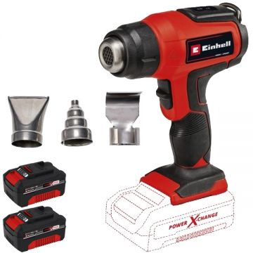 Einhell  TE-HA 18 Li PXC + Twinpack - Suflanta cu aer cald 550 grade C 200 l/min accesorii + Set 2 acumulatori Li-Ion 18 V 4 Ah