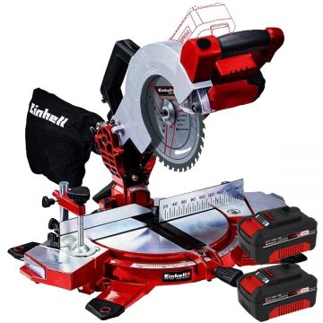 Einhell  TE-MS 18/210 Li PXC + Twinpack - Fierastrau circular stationar 210x30 mm + Set 2 acumulatori Li-Ion 18 V 4 Ah