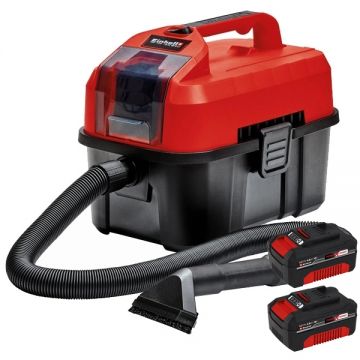 Einhell  TE-VC 18/10 Li PXC + Twinpack - Aspirator 90 mbar + Set 2 acumulatori Li-Ion 18 V 4 Ah