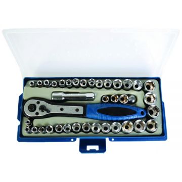 Gadget  330532 - Set capete chei tubulare 4-15  mm patrat 1/4 inch si 3/8 inch 32 bucati