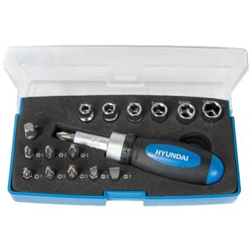 Hyundai  HY-40215 - Set capete de insurubare si chei tubulare mixte 17 bucati