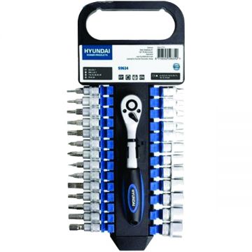 Hyundai  HY-59634 - Set capete chei tubulare 4-14  mm patrat 1/4 inch 27 bucati