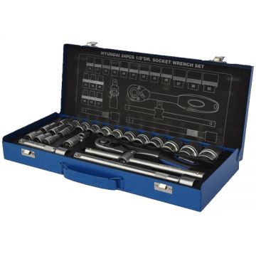 Hyundai  HY-59672 - Set capete chei tubulare 10-32  mm patrat 1/2 inch 24 bucati