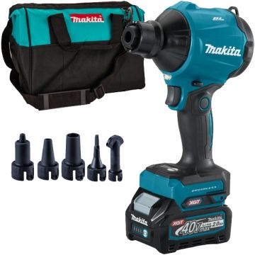 Makita  AS001GA101 XGT - Suflanta cu aer cu 1 acumulator Li-Ion 40 V 2 Ah 2.8 N turatie reglabila led iluminare geanta textila accesorii