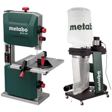 Metabo  BAS 261 PRECISION + SPA 1200 - Fierastrau cu banda 400 W 1712 mm + Aspirator pentru rumegus 550 W 65 l 250 l/sec 100 mm