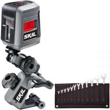 Skil  0511 AA + Proxxon SlimLine - Nivela laser cu linii 10 m + Set chei combinate 6-19 mm 12 bucati